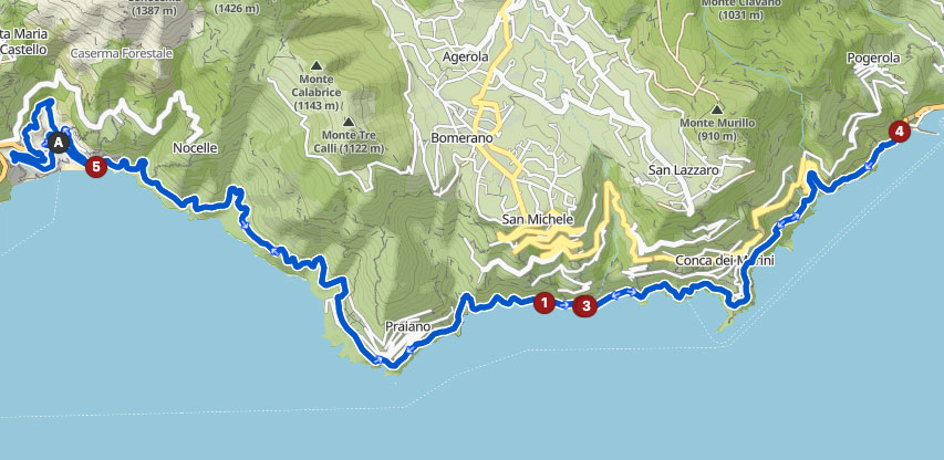 Itinerario ciclistico Amalfi - Positano