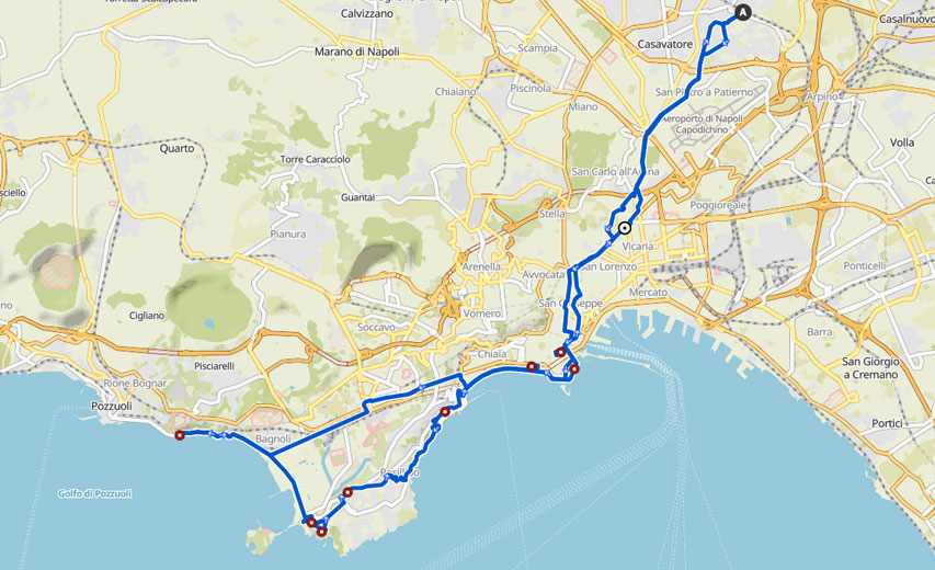 Itinerario ciclistico lato nord golfo di Napoli - Casoria/Afragola